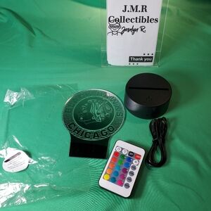 Chicago Blackhawks 3D Night Light Multi Color Changing Illusion Lamp glass refle